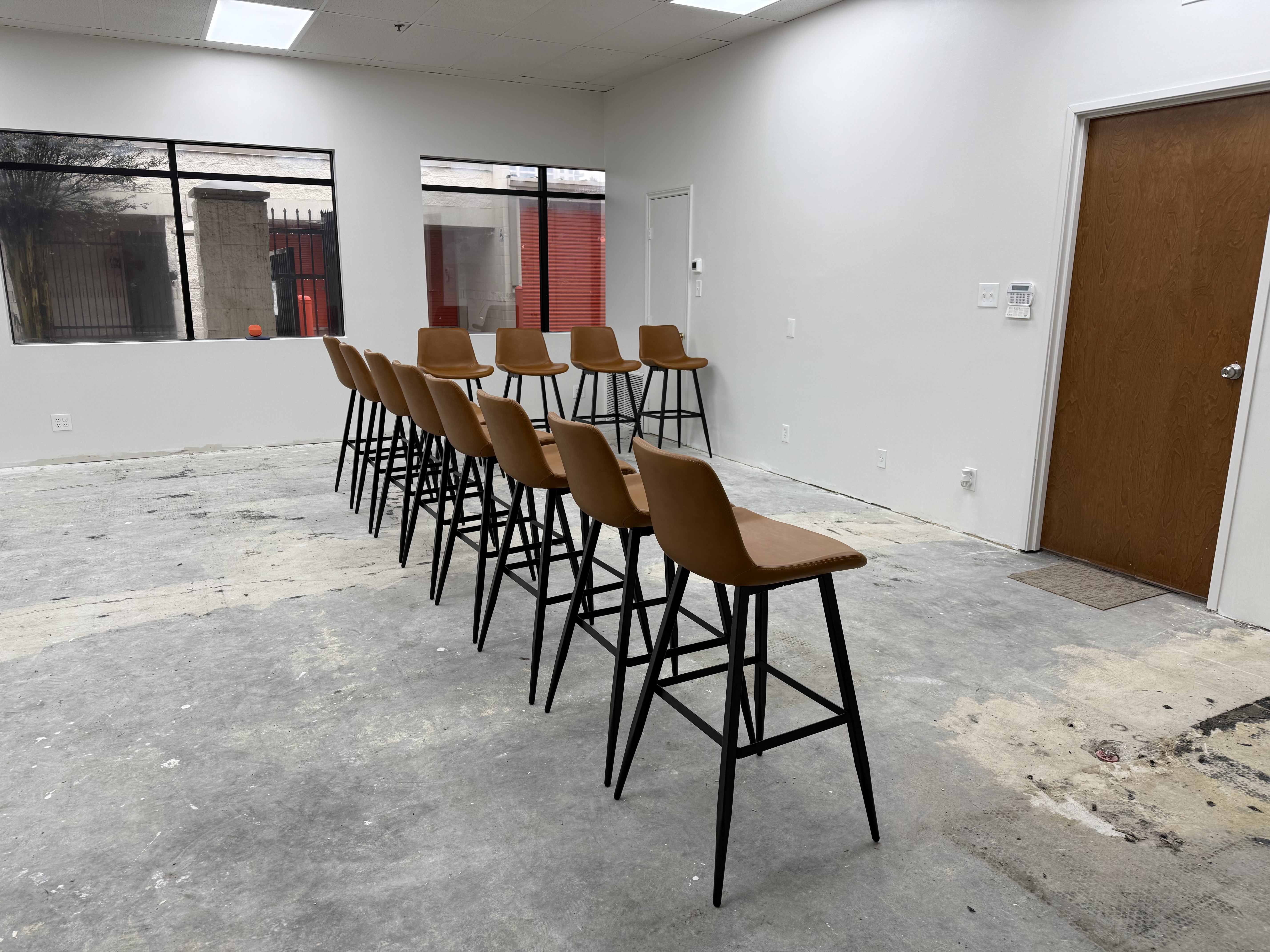 The leather bar stools arrive